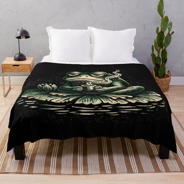 Item preview, Melancholic Frog Coffee on a Lilypad Lofi Art designed and sold by SplashTastic.