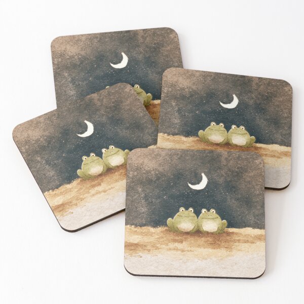 Item preview, Frogs sit together under the moon designed and sold by anytka.