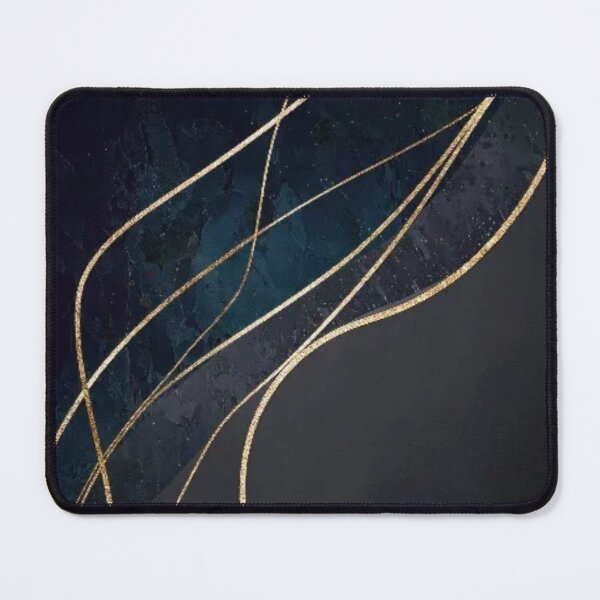 Item preview, Dark Navy Blue Gold Lines Abstract Art Print designed and sold by sayntastic.
