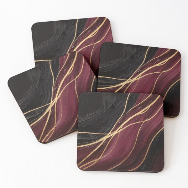 Artikelvorschau, Dark Burgundy Black Gold Lines Abstract Art Print entworfen und verkauft von sayntastic.