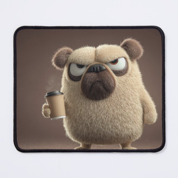 Item preview, Cute pug holding coffee cup designed and sold by anytka.