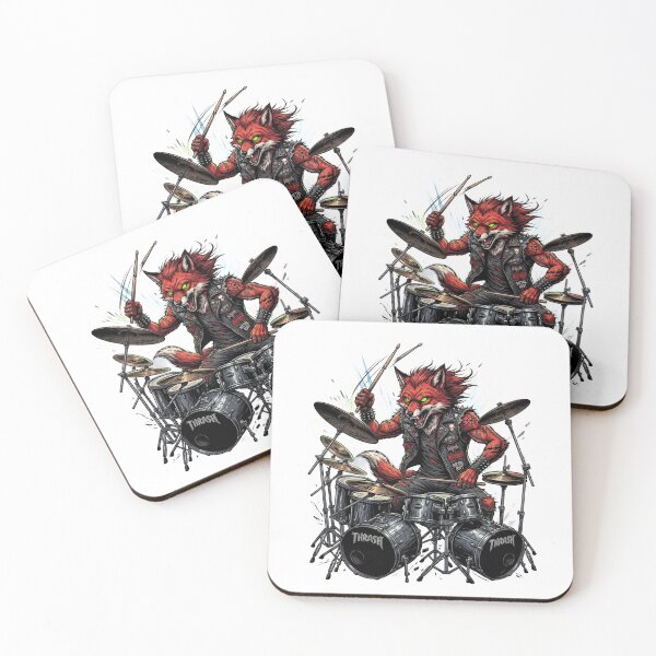 Item preview, Thrash Metal Fox Drummer – Heavy Metal Beat designed and sold by NexKris.