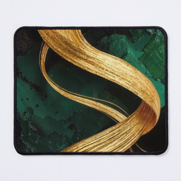 Item preview, Emerald Green Gold Ribbon Abstract Art Print designed and sold by sayntastic.