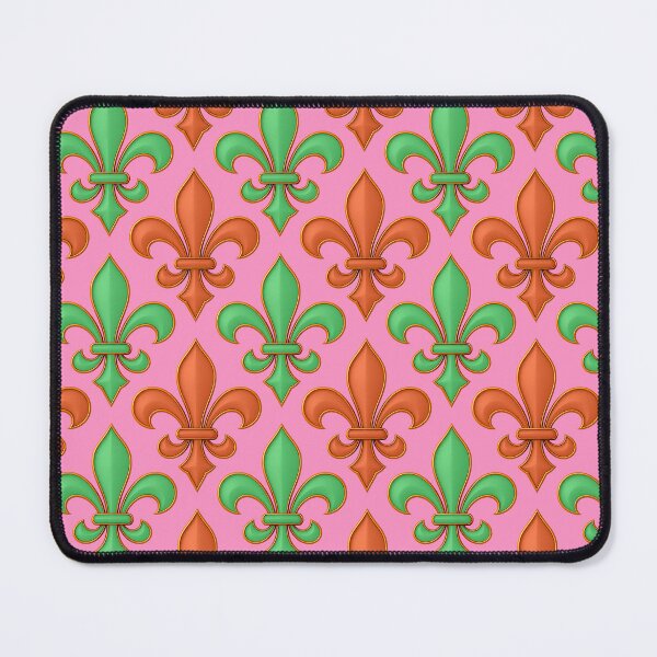 Item preview, Orange Green Fleur-de-lis Design On Pink Background  designed and sold by PatternTitan.