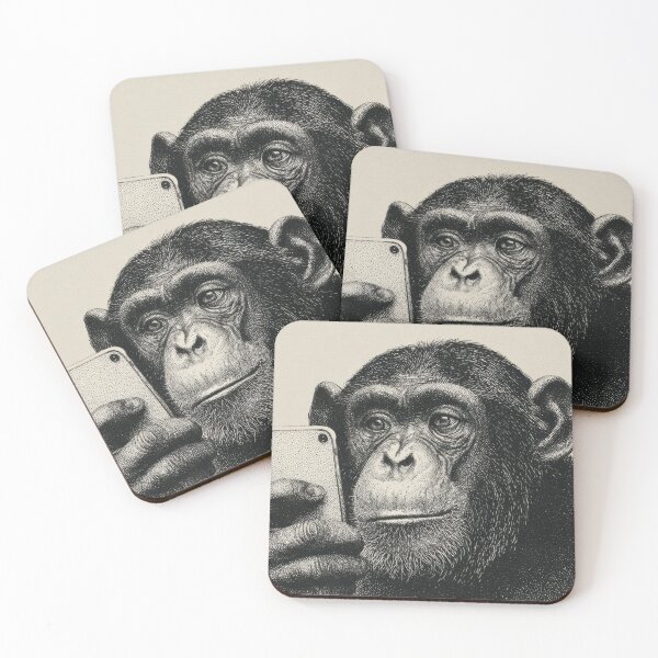 Item preview, Chimp looks at phone screen closely designed and sold by anytka.