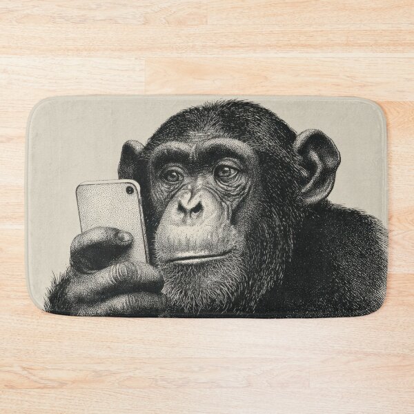 Item preview, Chimp looks at phone screen closely designed and sold by anytka.