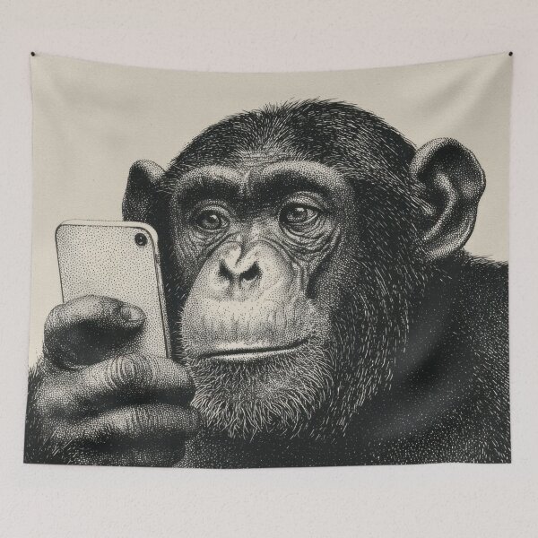Item preview, Chimp looks at phone screen closely designed and sold by anytka.