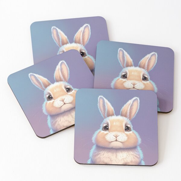Item preview, Cute Bunny on Purple Background – Kawaii Rabbit Illustration designed and sold by PieNouk.