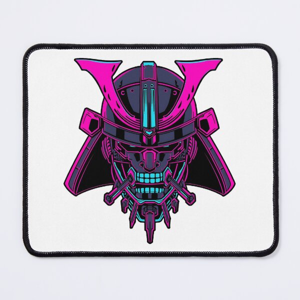Item preview, Neon Samurai Skull Oni Mask Synthwave Warrior designed and sold by DOROTA-0909.