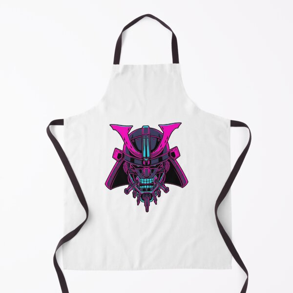 Item preview, Neon Samurai Skull Oni Mask Synthwave Warrior designed and sold by DOROTA-0909.