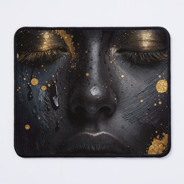 Item preview, Dark Gold Face Abstract Art Print, Luxury Portrait Wall Art, Black Gold Woman Poster designed and sold by sayntastic.