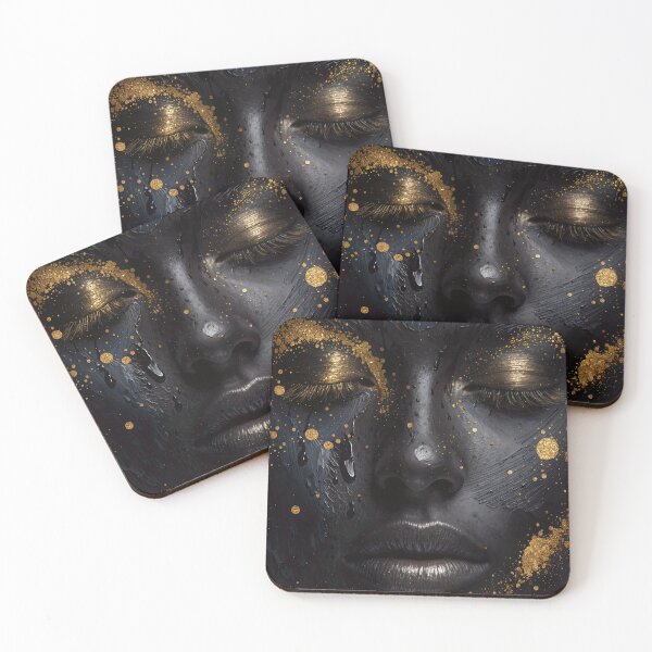 Item preview, Dark Gold Face Abstract Art Print, Luxury Portrait Wall Art, Black Gold Woman Poster designed and sold by sayntastic.