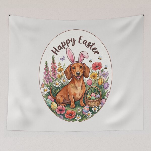 Item preview, Funny Red Dachshund Happy Easter Egg Bunny Mom Dad Kids designed and sold by FurryHavenPH.