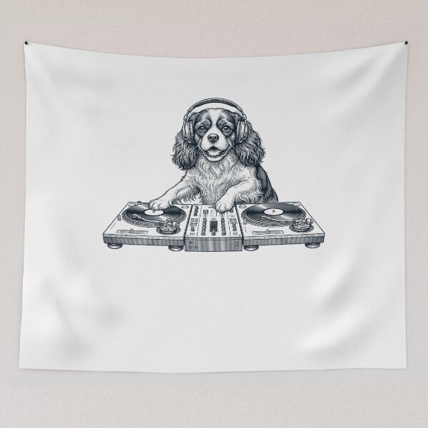Item preview, Vintage Retro Cavalier King Charles Spaniel DJ Dog Mom Dad Music Lover designed and sold by TerryConnells.