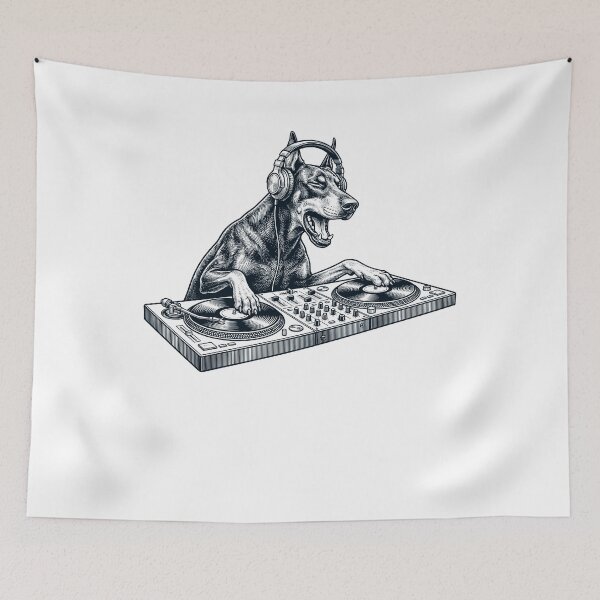 Item preview, Vintage Retro Doberman Pinscher DJ Dog Mom Dad Music Lover designed and sold by TerryConnells.