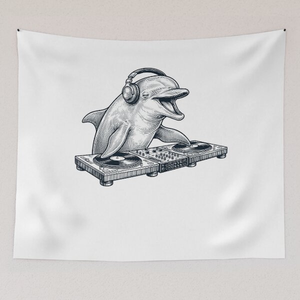 Item preview, Vintage Retro Dolphin DJ Animal Music Lover designed and sold by TerryConnells.
