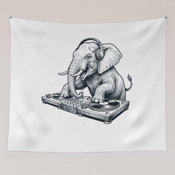 Item preview, Vintage Retro Elephant DJ Animal Music Lover designed and sold by TerryConnells.