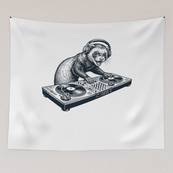 Item preview, Vintage Retro Ferret DJ Animal Music Lover designed and sold by TerryConnells.