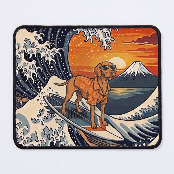 Item preview, Funny Vizsla Surfer Kanagawa Wave Japanese Sunset Vintage Mom Dad Kids designed and sold by FurryHavenPH.