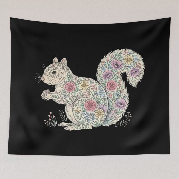 Item preview, Floral Squirrel Silhouette Nature Lover Girl Woman II designed and sold by Lemon Pepper.