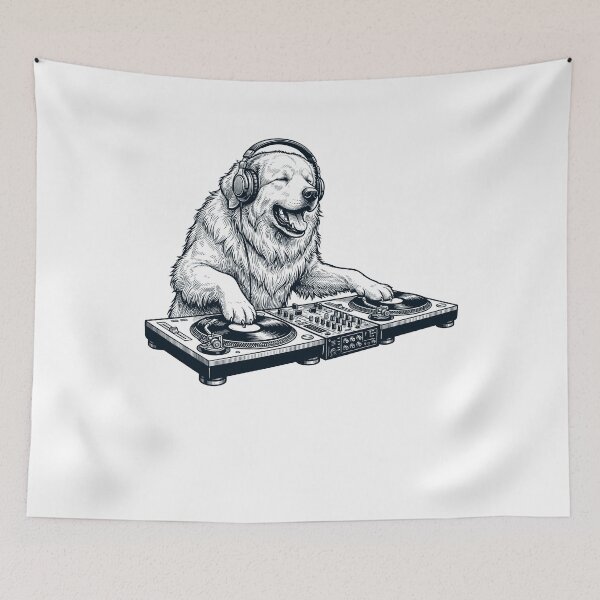 Item preview, Vintage Retro Great Pyrenees DJ Dog Mom Dad Music Lover designed and sold by TerryConnells.