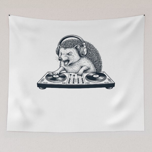 Item preview, Vintage Retro Hedgehog DJ Animal Music Lover designed and sold by TerryConnells.