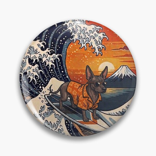Item preview, Funny Xoloitzcuintli Xolo Surfer Kanagawa Wave Japanese Sunset Vintage Mom Dad Kids designed and sold by FurryHavenPH.