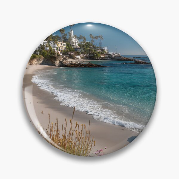Item preview, Laguna Beach Turquoise Ocean Pink Flowers Coastal Vibes designed and sold by daila70.