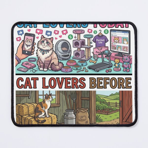 Item preview, Cat Lovers Today vs Before Funny Sticker designed and sold by Imaginarium of Chaos falcon88 .