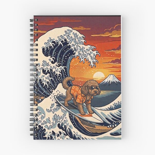 Item preview, Funny Cockapoo Surfer Kanagawa Wave Japanese Sunset Vintage Mom Dad Kids designed and sold by FurryHavenPH.