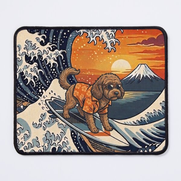 Item preview, Funny Cockapoo Surfer Kanagawa Wave Japanese Sunset Vintage Mom Dad Kids designed and sold by FurryHavenPH.