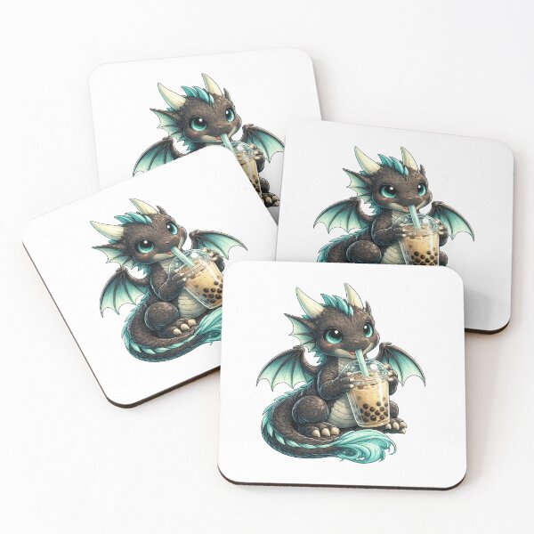 Item preview, Cute Baby Dragon Drinking Boba Tea designed and sold by Hatchling Hollow.