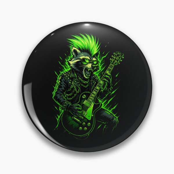 Item preview, Neon Rocker Raccoon - Electric Guitar Punk Star designed and sold by NexKris.