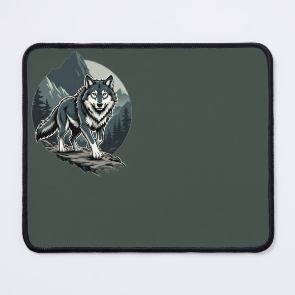 Item preview, Intense Gray Wolf Portrait – Mountain Cliff designed and sold by SilentPowerArt.