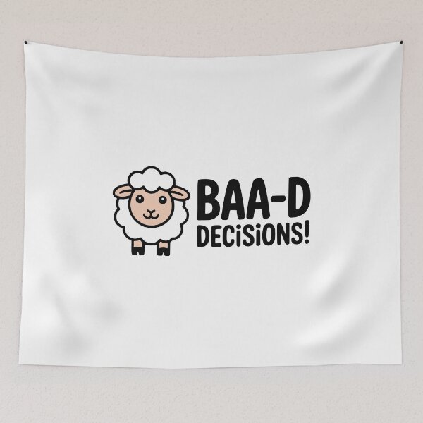 Item preview, BAA-D DECISIONS! Funny Sheep Pun T-Shirt – Humorous Animal Joke Gift  designed and sold by PMCreative.