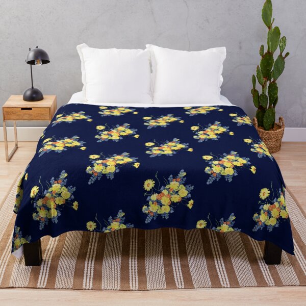 Item preview, Bright Yellow Blue Floral Bouquet Art designed and sold by Pryhozha.