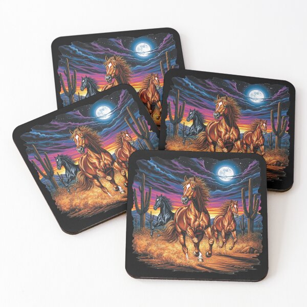 Item preview, Wild Horses Running Through Night Desert Landscape designed and sold by TeeARTHY.