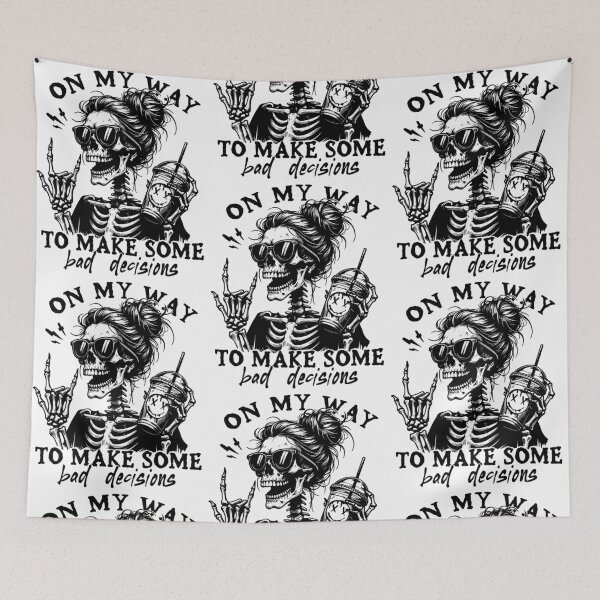Item preview, On My Way To Make Some Bad Decisions Messy Bun Skull Coffee designed and sold by issan-exe.