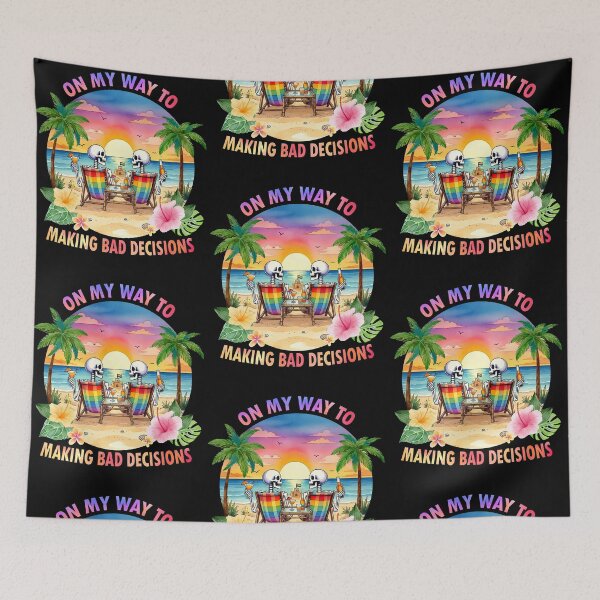 Item preview, On My Way To Making Bad Decisions LGBT Skeleton Couples Summer Beach designed and sold by issan-exe.