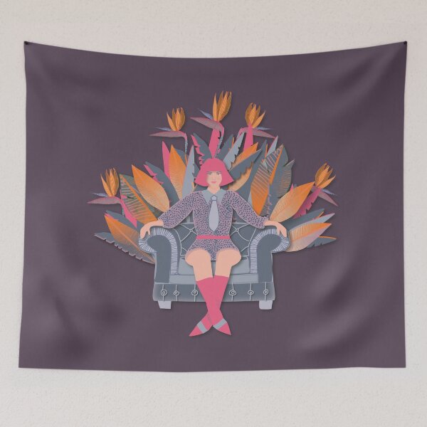 Item preview, The queen of the strelitzias, dark purple background designed and sold by WONDERPRINTVALLEY.
