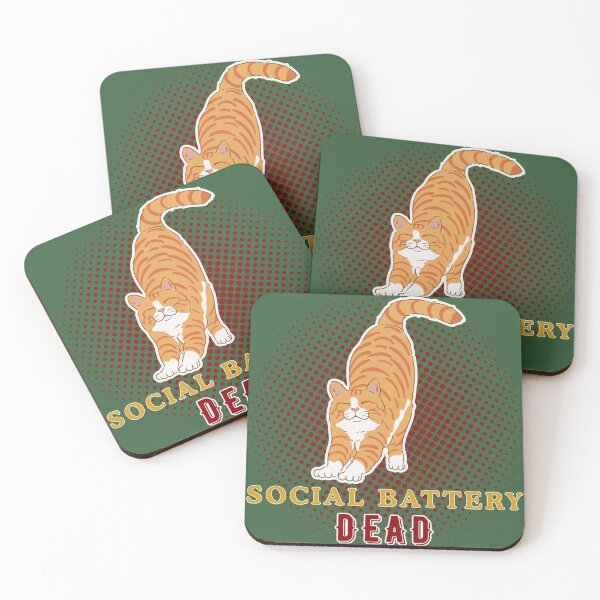 Item preview, Social Battery Dead Cat | Funny Introvert Cat Meme Vintage Design designed and sold by Negisandeep studio.