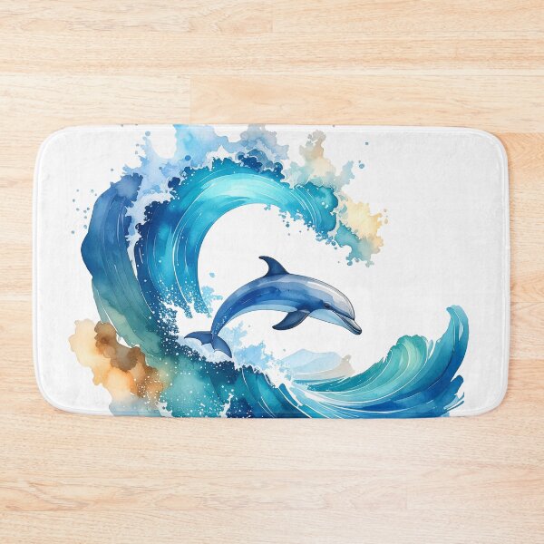Item preview, Surfer, dolphin with wave in watercolor designed and sold by LiskoDesign.