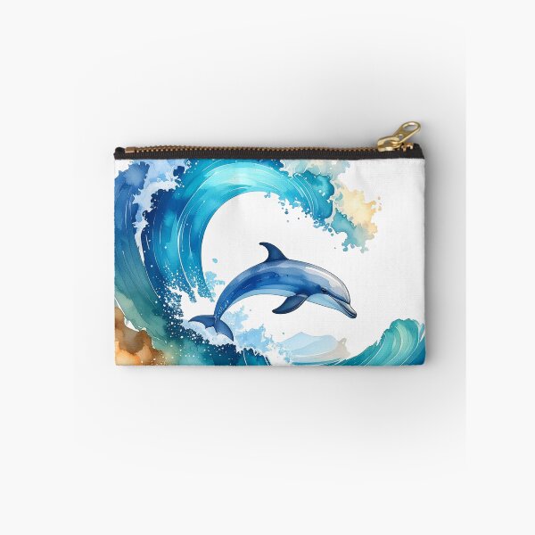 Artikelvorschau, Wellenreiter,  Delfin mit Welle in Aquarell  entworfen und verkauft von LiskoDesign.
