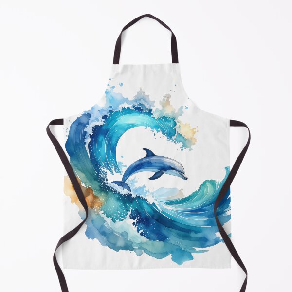 Artikelvorschau, Wellenreiter, Delfin mit Welle in Aquarell entworfen und verkauft von LiskoDesign.
