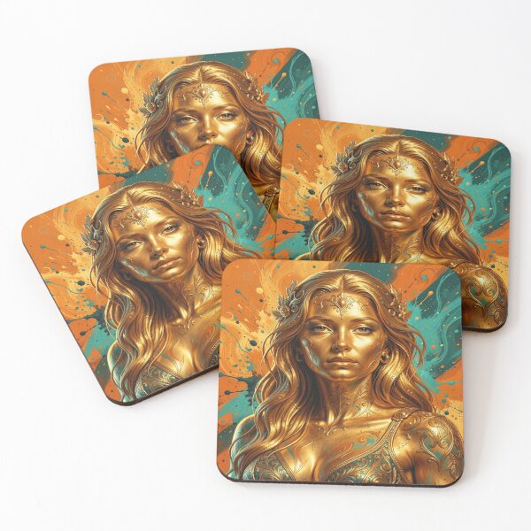Item preview, Golden Fantasy Portrait with Ornamental Elegance and Modern Art Vibes designed and sold by FotoworldEdel.