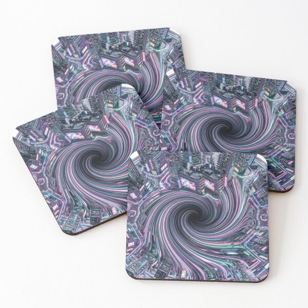 Item preview, Neo Tokyo skyline pulled into a central gravitational vortex designed and sold by PixelNest40.