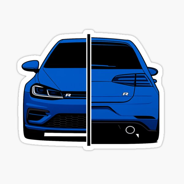 Blue Sport Hatchback - Modern Vector Car Illustration Sticker