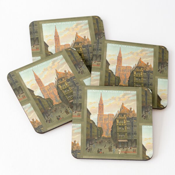 Item preview, Vintage Strasbourg Travel Poster | Gothic Strasbourg Cathedral Art | Art Nouveau Chemins de Fer d'Alsace et de Lorraine Print designed and sold by artofuniverse.