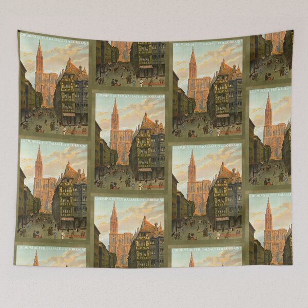 Item preview, Vintage Strasbourg Travel Poster | Gothic Strasbourg Cathedral Art | Art Nouveau Chemins de Fer d'Alsace et de Lorraine Print designed and sold by artofuniverse.
