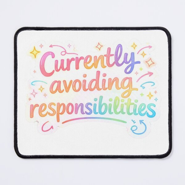 Item preview, Currently Avoiding Responsibilities – Funny Relatable Quote | Lazy Mood Aesthetic Rainbow Typography designed and sold by Dasts Cart.
